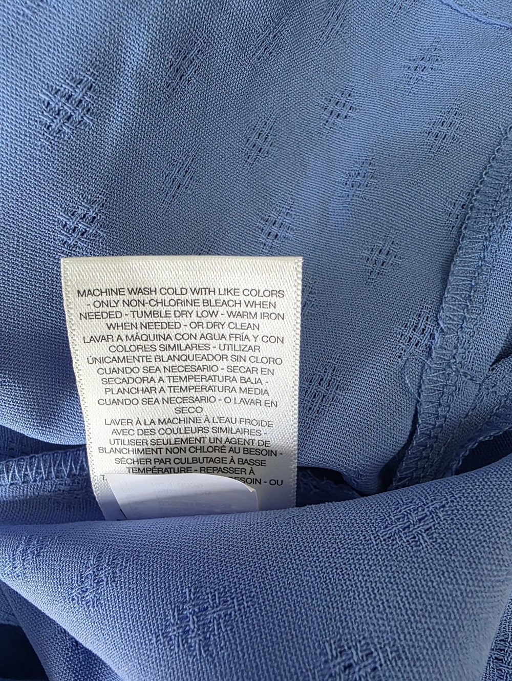 Women's Jessica Simpson Textured Blouse with Blouson Sleeves Blue Size L NWT - Picture 10 of 10